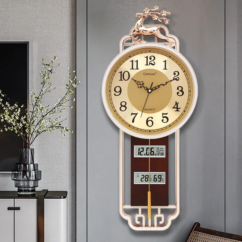 Round Elegant Wall Clock Gold Unique Premium Cute Nordic Design Digital Clock Living Room Orologio Da Parete Home Decor Items