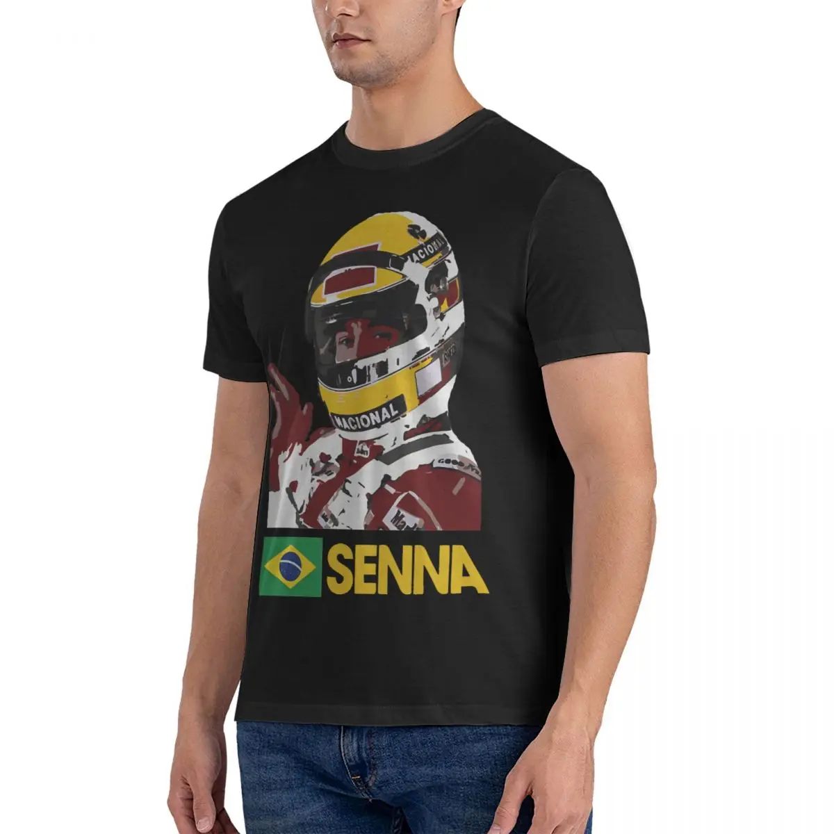 Senna F1 GOAT T-Shirt Men Fernando Alonso Fun Cotton Tee Shirt Round Collar Short Sleeve T Shirts Party Tops