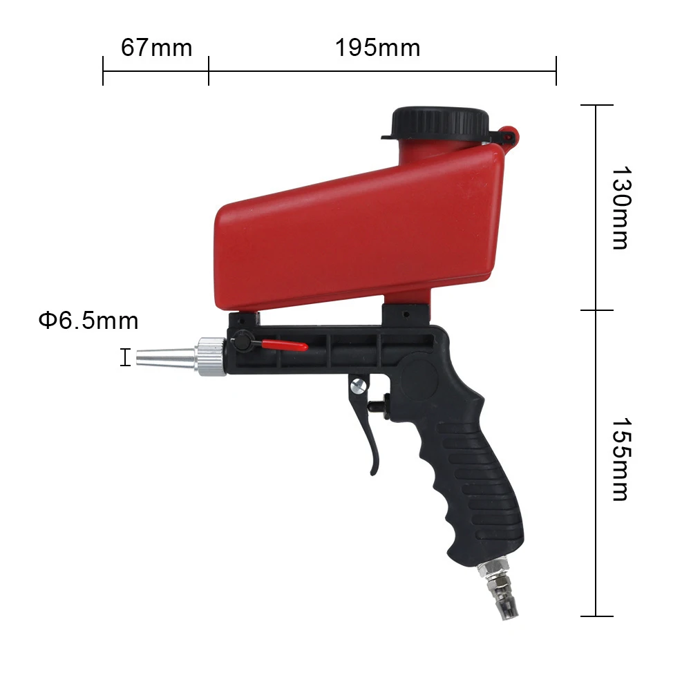 Sandblasting Gun Adjustable Portable Gravity Sand Blaster 90psi Small Sand Blasting Machine Handheld Pneumatic Blasting Gun Set
