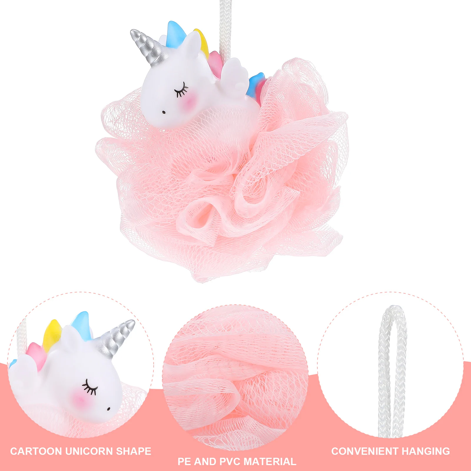 

2 Pcs Unicorn Bath Balls Kids Loofah Soft Shower Scrubber Body Exfoliating Sponge Kids Bath Ball
