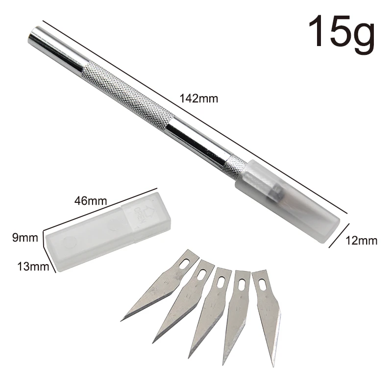 Silver Metal Carving Knife DIY Sculpture Model Making Aluminum Rod Art Knife Wood Carving Blade Hand Tool Set image 4