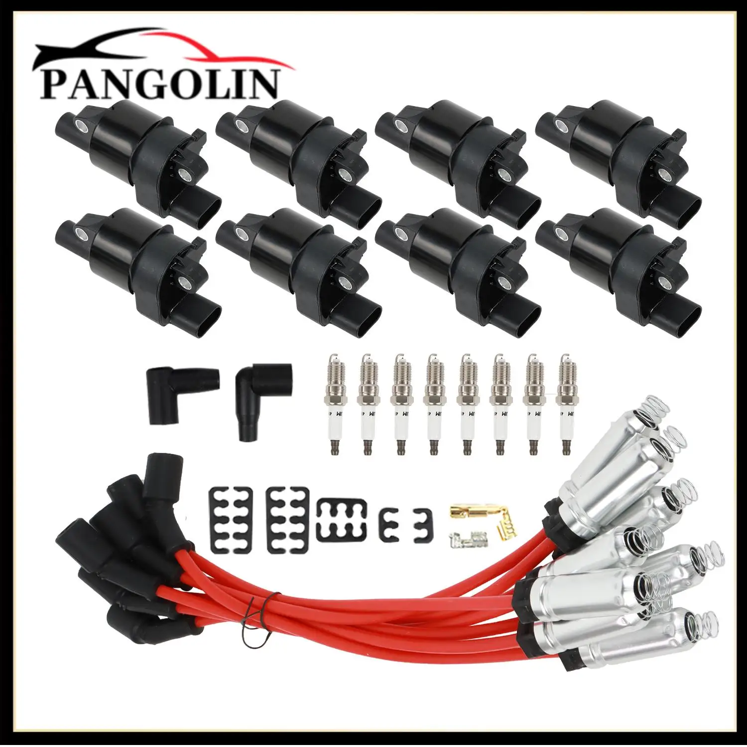 8pcs Ignition Coils +8pcs Spark Plugs+8pcs Wires For GM Chevy Silverado Tahoe UF414 Wear Parts Ignition System Ignition Coil