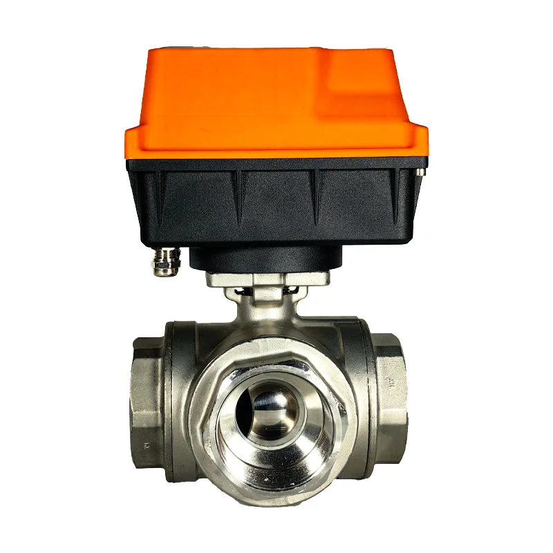 DN32 3 way smart motorized temperature proportional flow control valve 24v actuator electric LORA  remote water valve