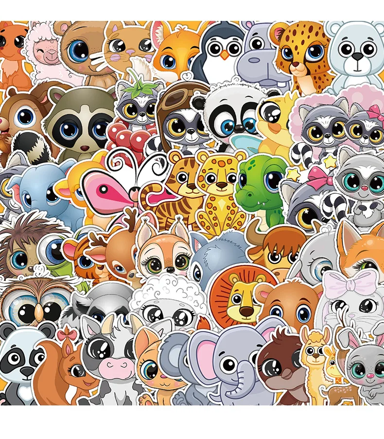 Big eye animal graffiti stickers Mobile phone computer water bottle decoration stickers Waterproof creative stationery stickers