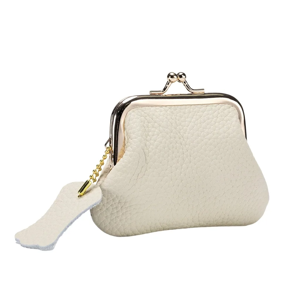 

Jewelry Bag Mini Coin Purse Keys/Lipsticks/Earphone Cow Leather Kiss Lock Leather Wallet Solid Color Portable Small Item Bag