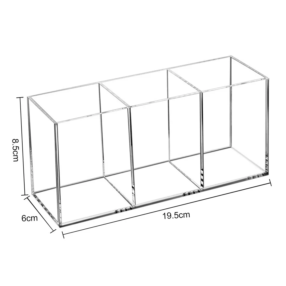 Kotak penyimpanan alat kuas Makeup akrilik rias wajah kosmetik transparan 3 lubang Tempat sikat rias alat Makeup Organizer Meja