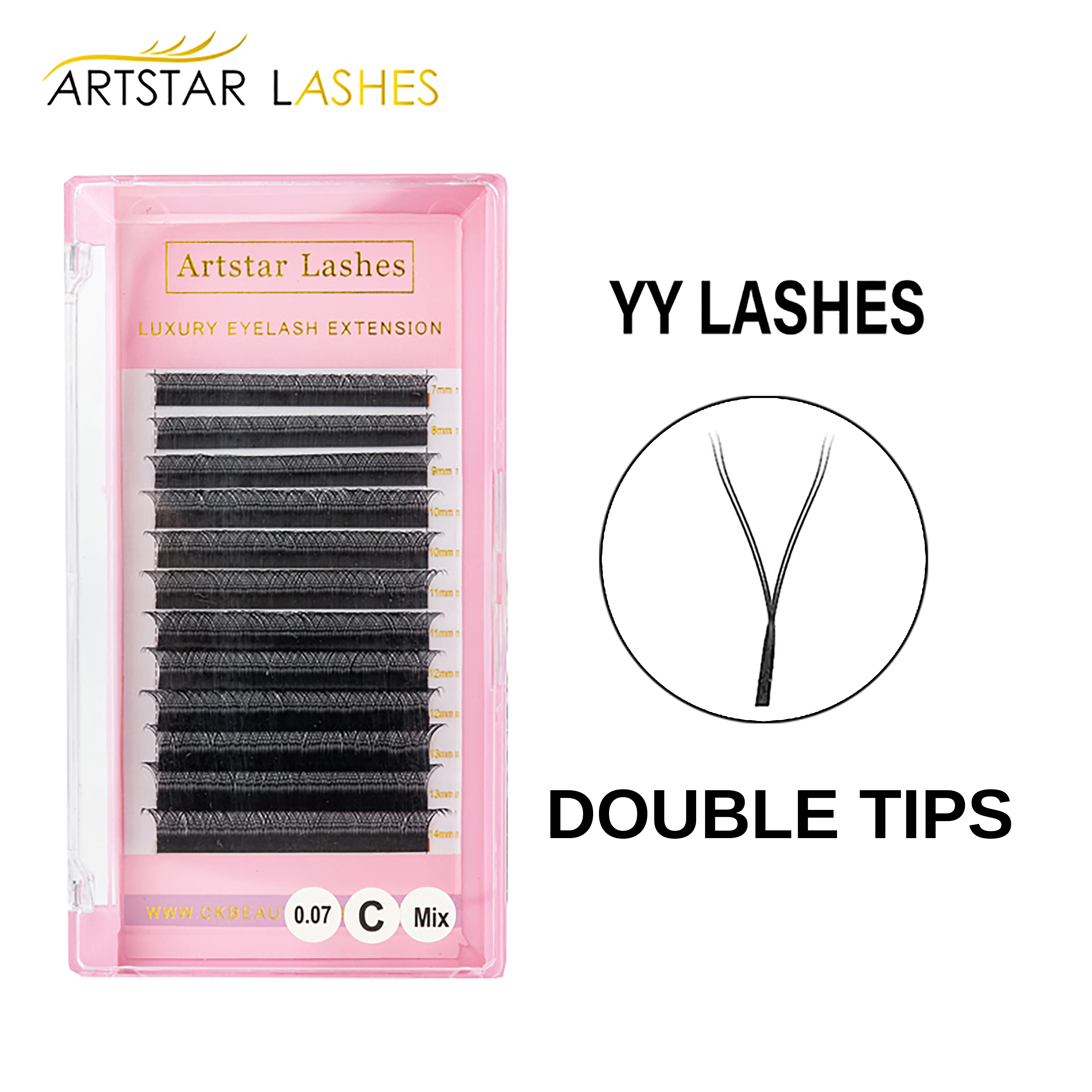 ARTSTAR YY Lashes Extensions 12Rows/tray Korea PBT Black Y Shaped Lashes  8-15mm Professional YY Eyelashes Makeup Wholesale