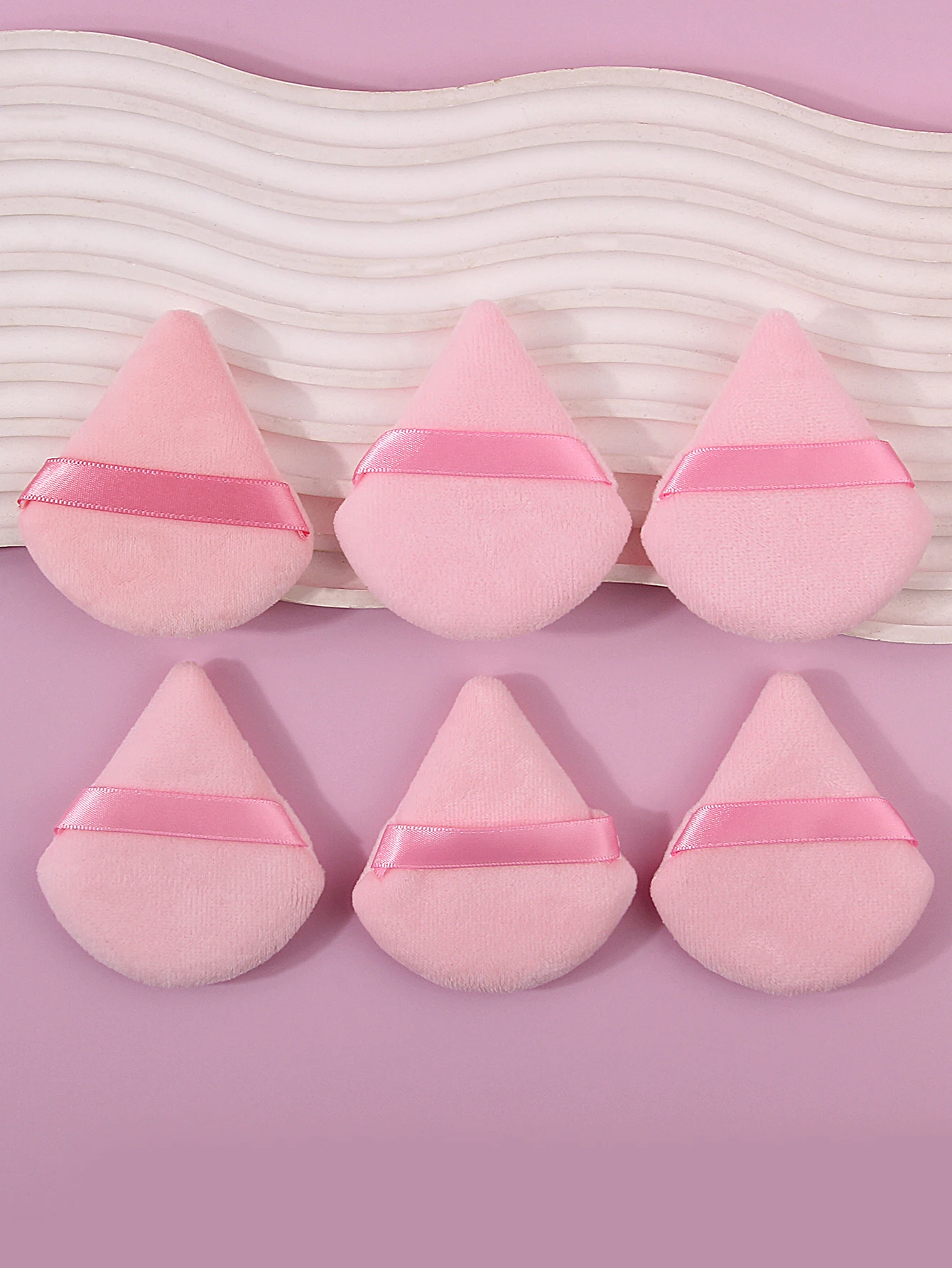 6 قطعة نفخة مسحوق الثلاثي الوردي الجاف والرطب ثنائي الغرض مسحوق فضفاض نفخة متعددة الوظائف مجموعة أدوات التجميل الإسفنج مسحوق نفخة