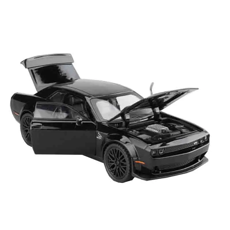 รถของเล่น Dodge Challenger Hellcat ขนาด 1:32 ผลิตจากโลหะหล่อขึ้นรูป พร้อมเสียงและไฟ