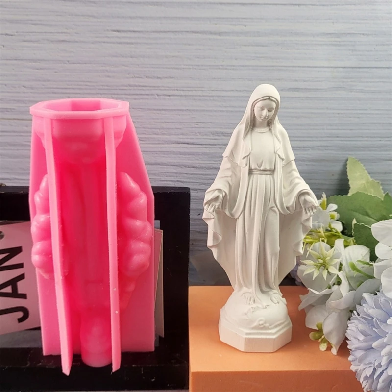 E15E, elegante diseño vírgenes, accesorio molde silicona resistente para vasos para velas, portátil para fiestas y