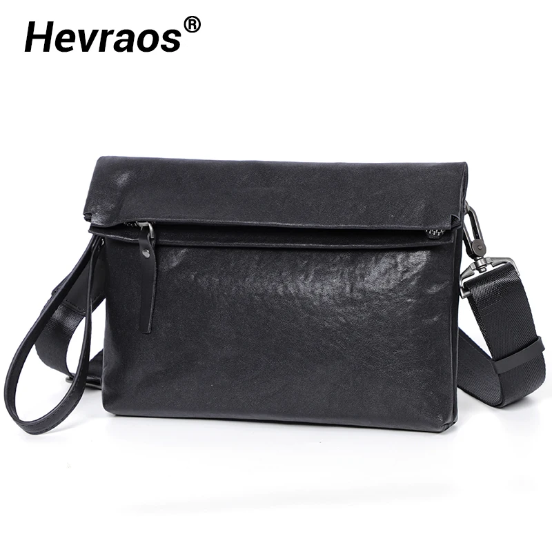 Natural Genuine Leather Men Messenger Bag Shoulder Bag Men Cluth bag Moneybag Purse Cowhide Leather Male Crossbody Bag Fold Flap