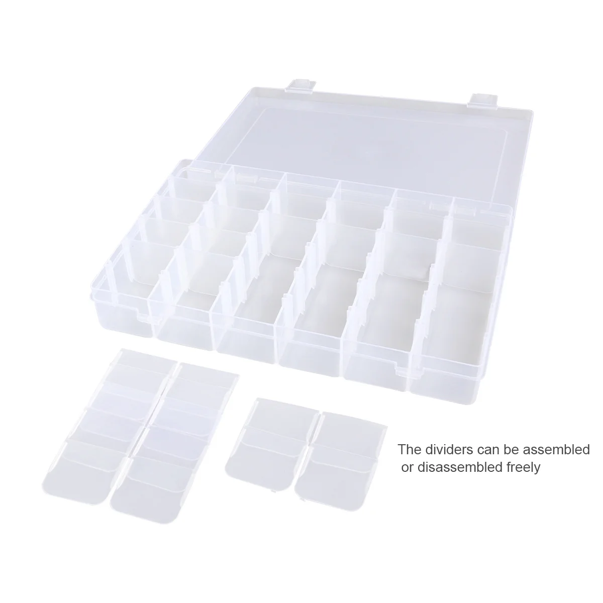 

36 Grid Clear Hard Plastic Jewelry Storage Box Adjustable Dividers Portable Organizer Container Perfect for Rings Earrings Pills