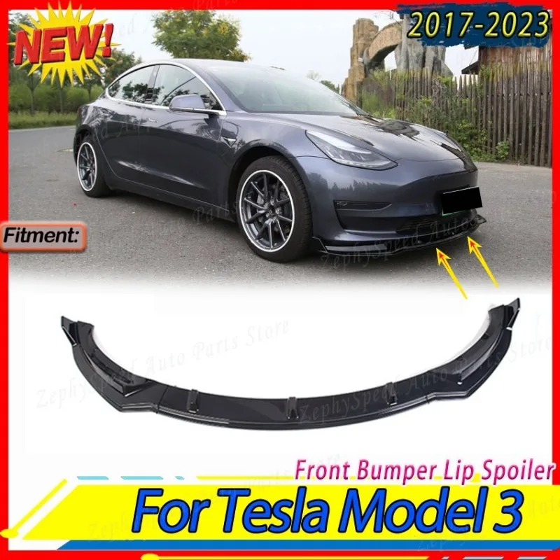 

Front Bumper Lip Spoiler For Tesla Model 3 2017-2023 Car Front Shovel Skirt Board Splitters Diffuser Body Kit Auto Accessories