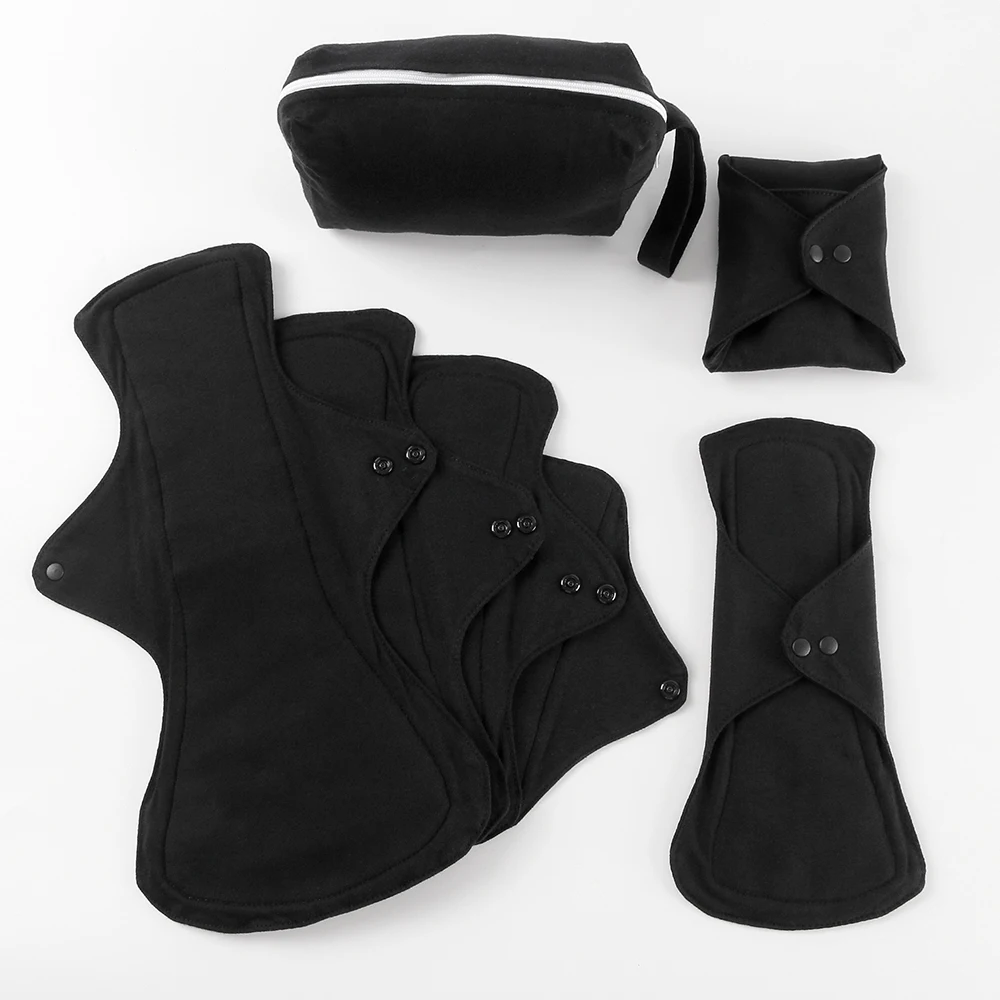 6 Stück wiederverwendbare Menstruationsbinden für starke Blutungen, aus Baumwolle, waschbare Damenbinden mit 1 Stück Feuchtbeutel für die Zeit nach der Geburt und für ältere Menschen. – Detail 7