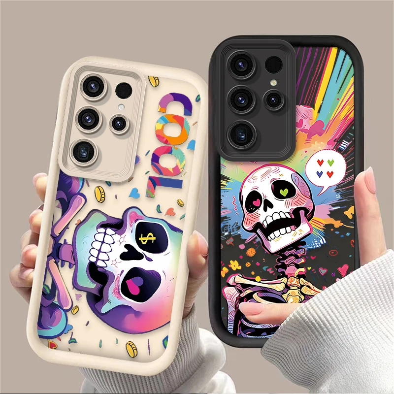 Colorful Shape Skeleton Silicone Case For Samsung Galaxy S24 Ultra S23 S22 S21 Plus FE A54 A34 A14 A73 A53 A33 5G Soft Cover