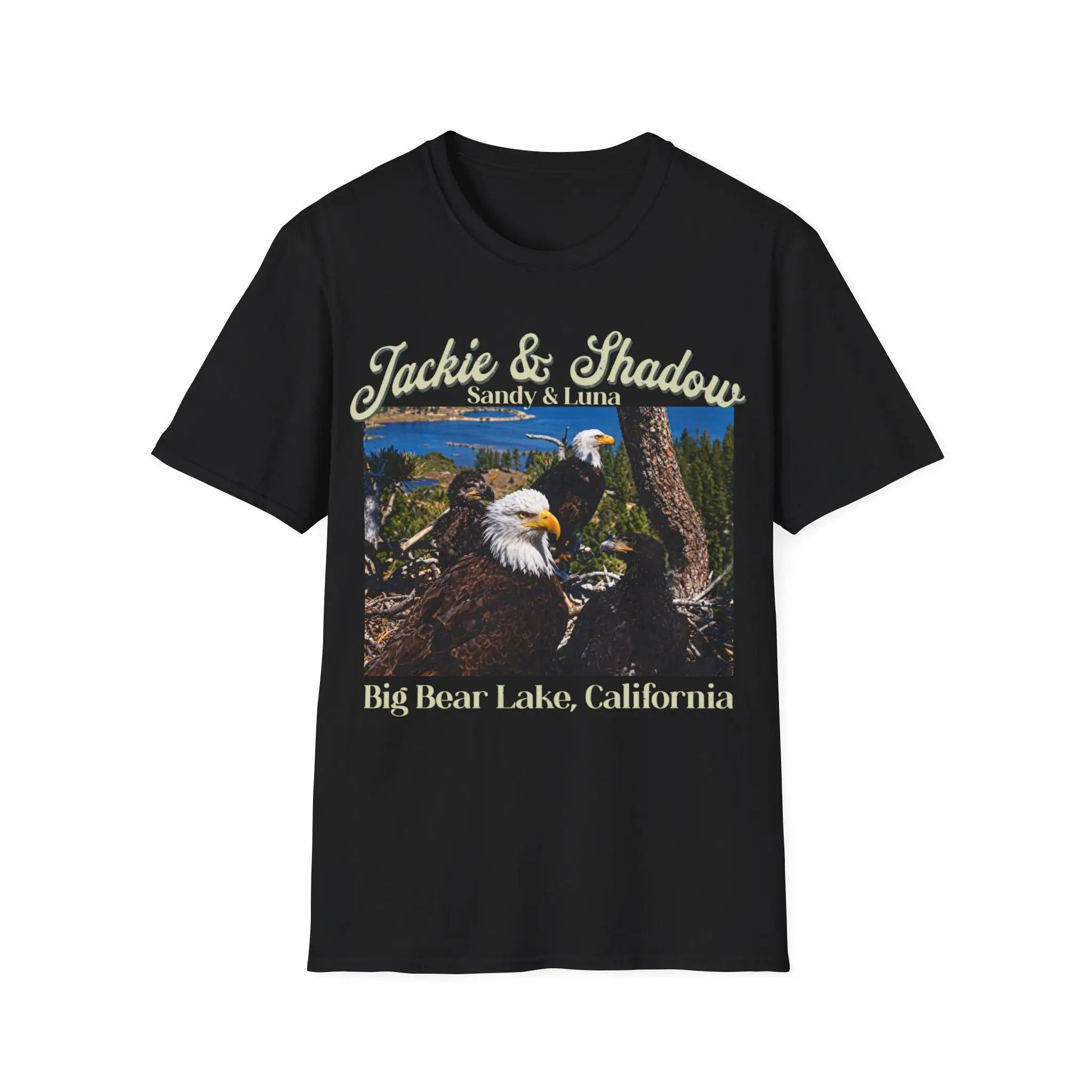 Jackie and Shadow Eagle Shirt, Big Bear Lake California Tee, Vintage Bald Eagle Apparel, Sandy and Luna Nest Graphic