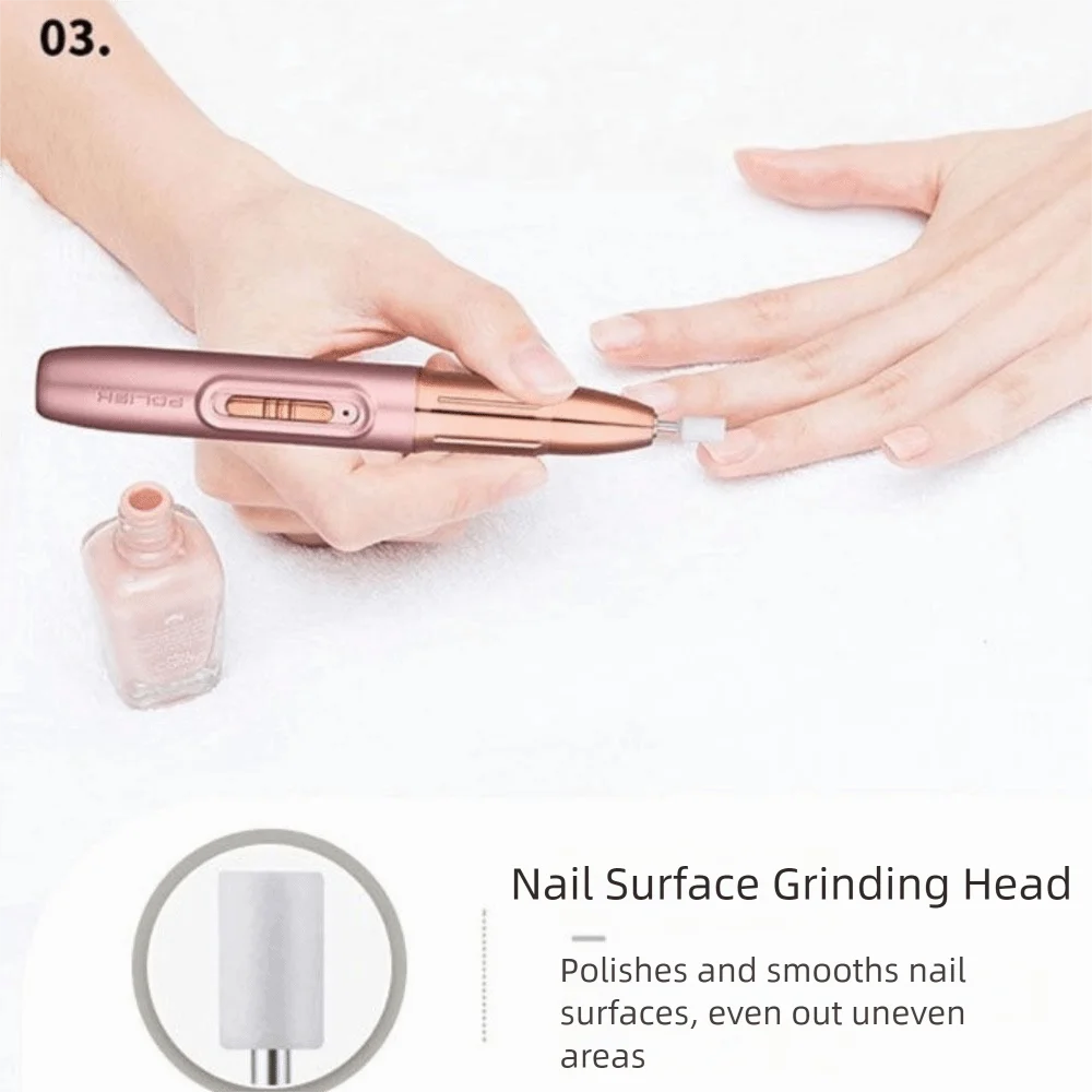 Professional Handheld Electric Nail Polisher Rechargeable Low Noise Wireless Nail Dryer Powerful Nail Sanding File for Beginners