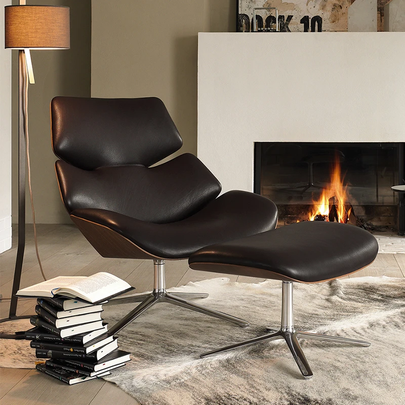 

Luxury Shrimp Styling Chair Soft Bag Bent Board Bending Wood Back Reclining Chair Soft Decoration Rotating Casual Shell Chair