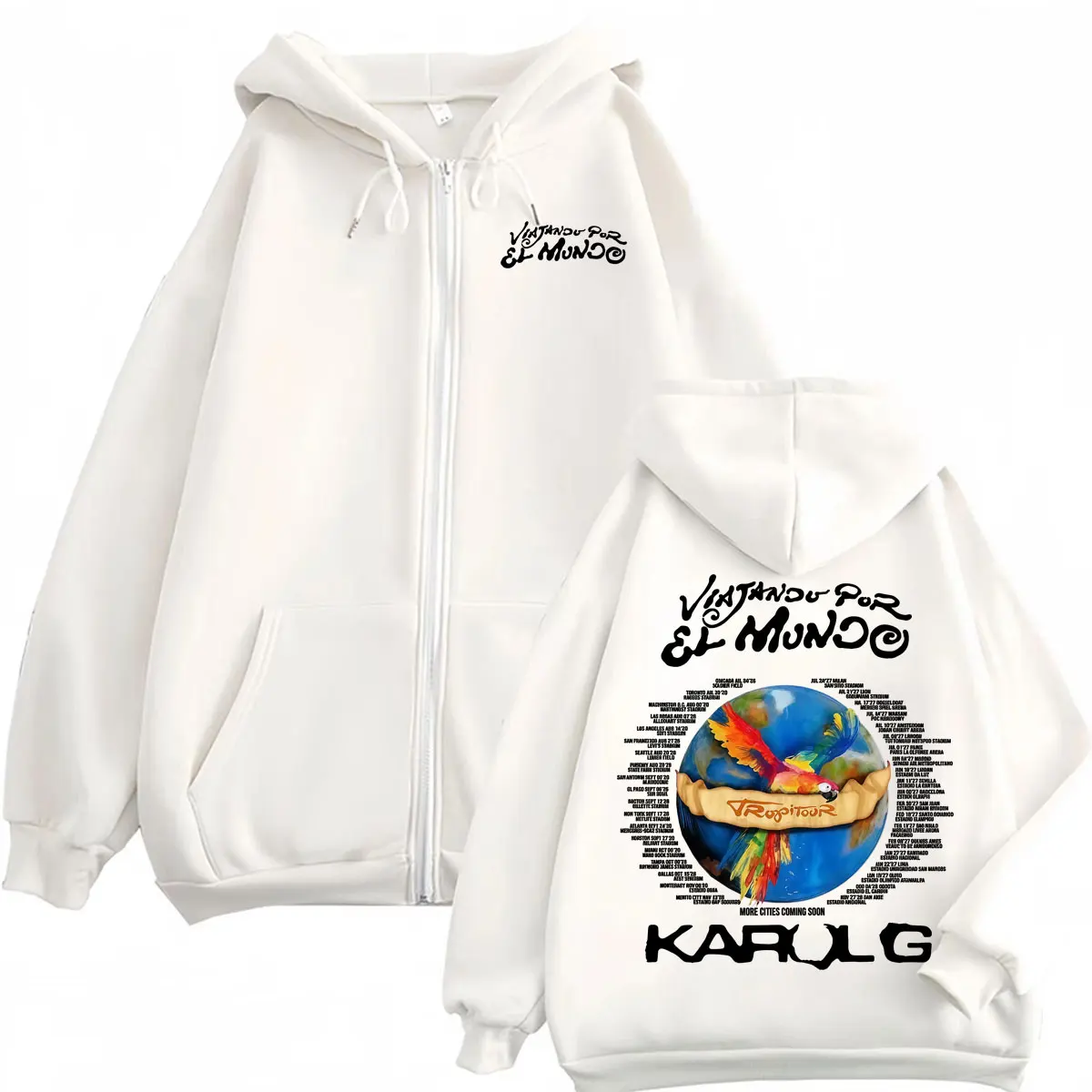 Karol G Tropicoqueta Tour 2026 Konzert Zip-Up Hoodie für Damen und Herren, Modischer Trend-Jacken-Sweatshirt, Hochwertige Reißverschluss-Kapuzenpullover – Detail 7