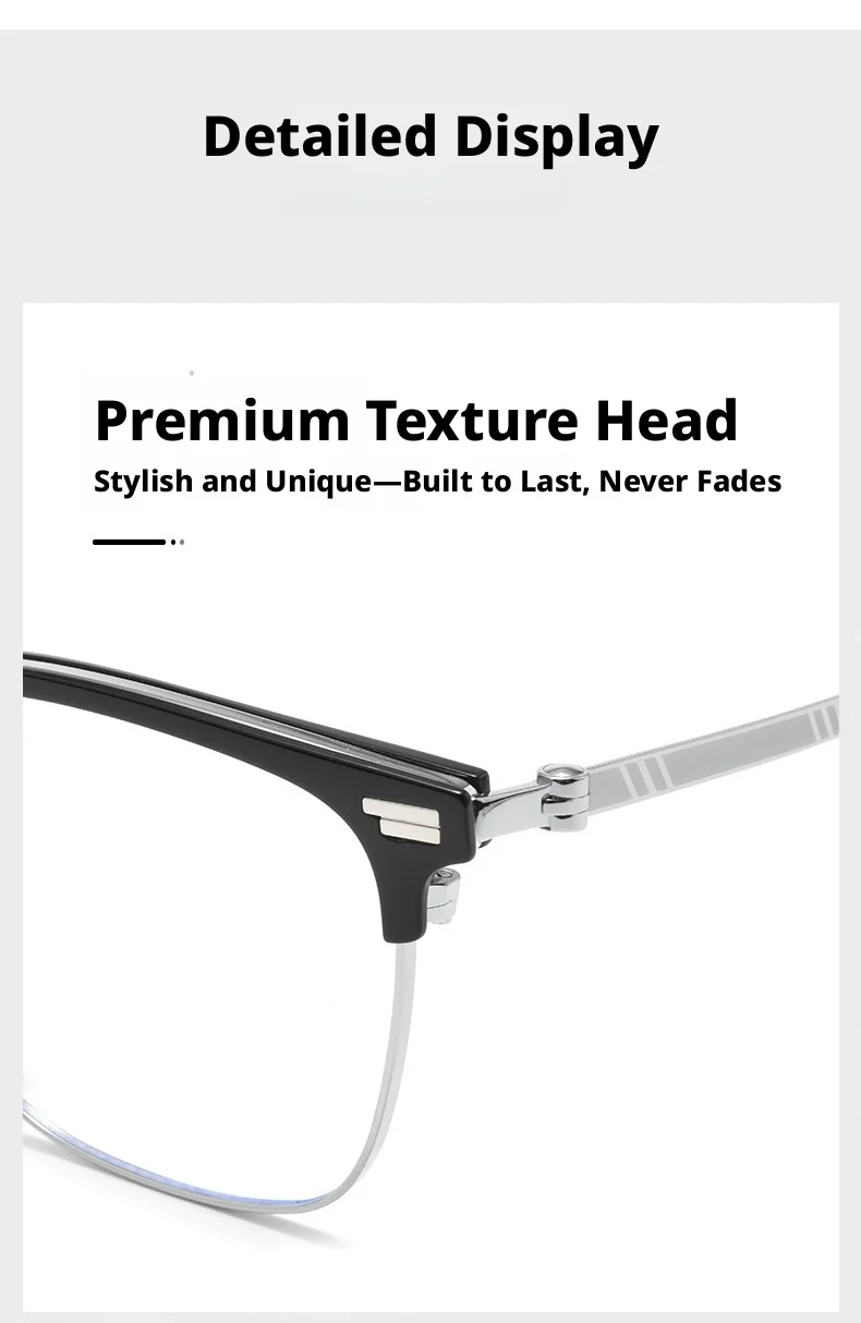 Hochwertige, ultraleichte Anti-UV-3D-Filmbrille mit polarisiertem magnetischem Clip-On-Brillengestell für Herren, Vintage-Titanbrille 9688ZM – Detail 7