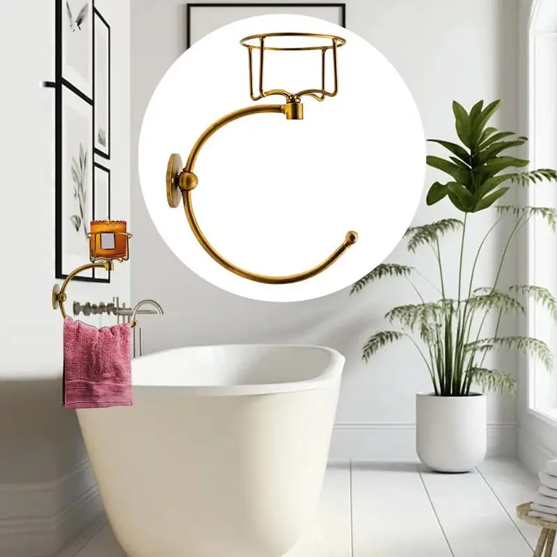 

Hand Towel Holder Retro Towel Ring Holder With Candle Stand Rustic Elegant Decorative Creative Rack For Bath Kitchen Centerpiece