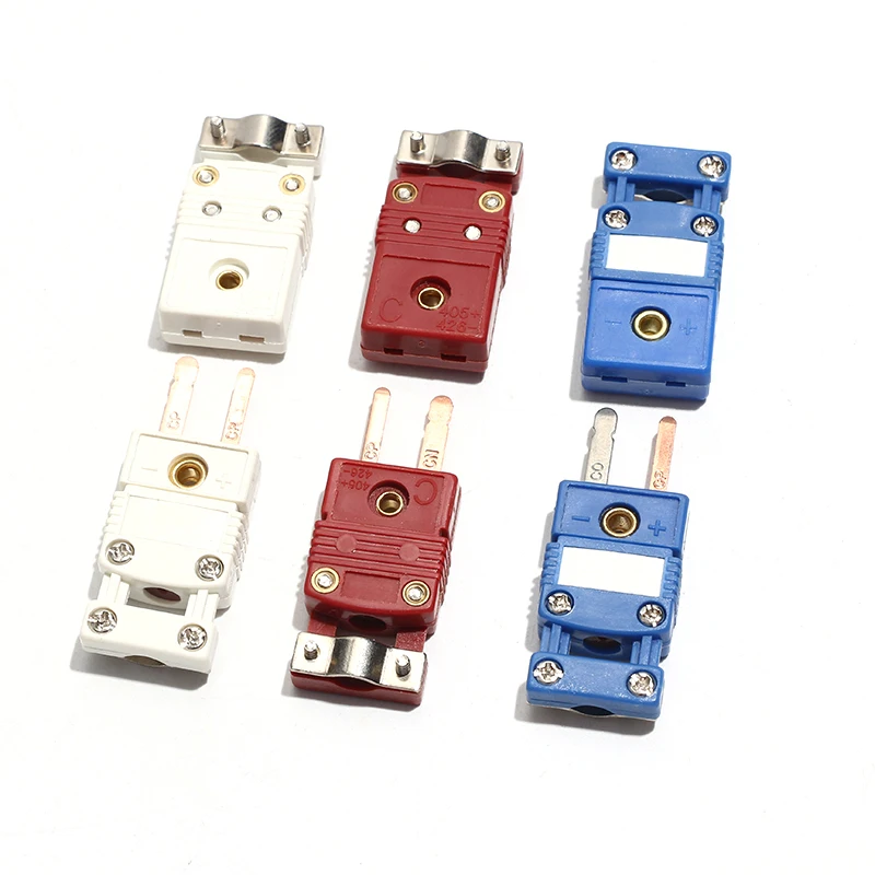 1PC K J T U RS N C E-Type Thermocouple Connector Plug Socket with Wire Fixing Clip SMPW-CC-K-MF Set for Temperature Measurement