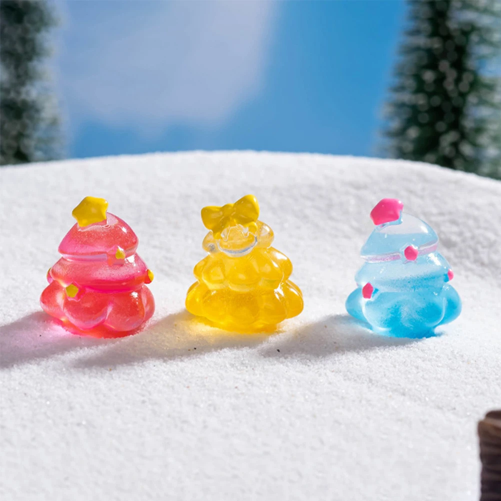 

6 Pcs Luminous Christmas Tree Ornaments Figurine Decorative Miniature Figurines Miniatures Resin Glow-in-the-dark Landscape