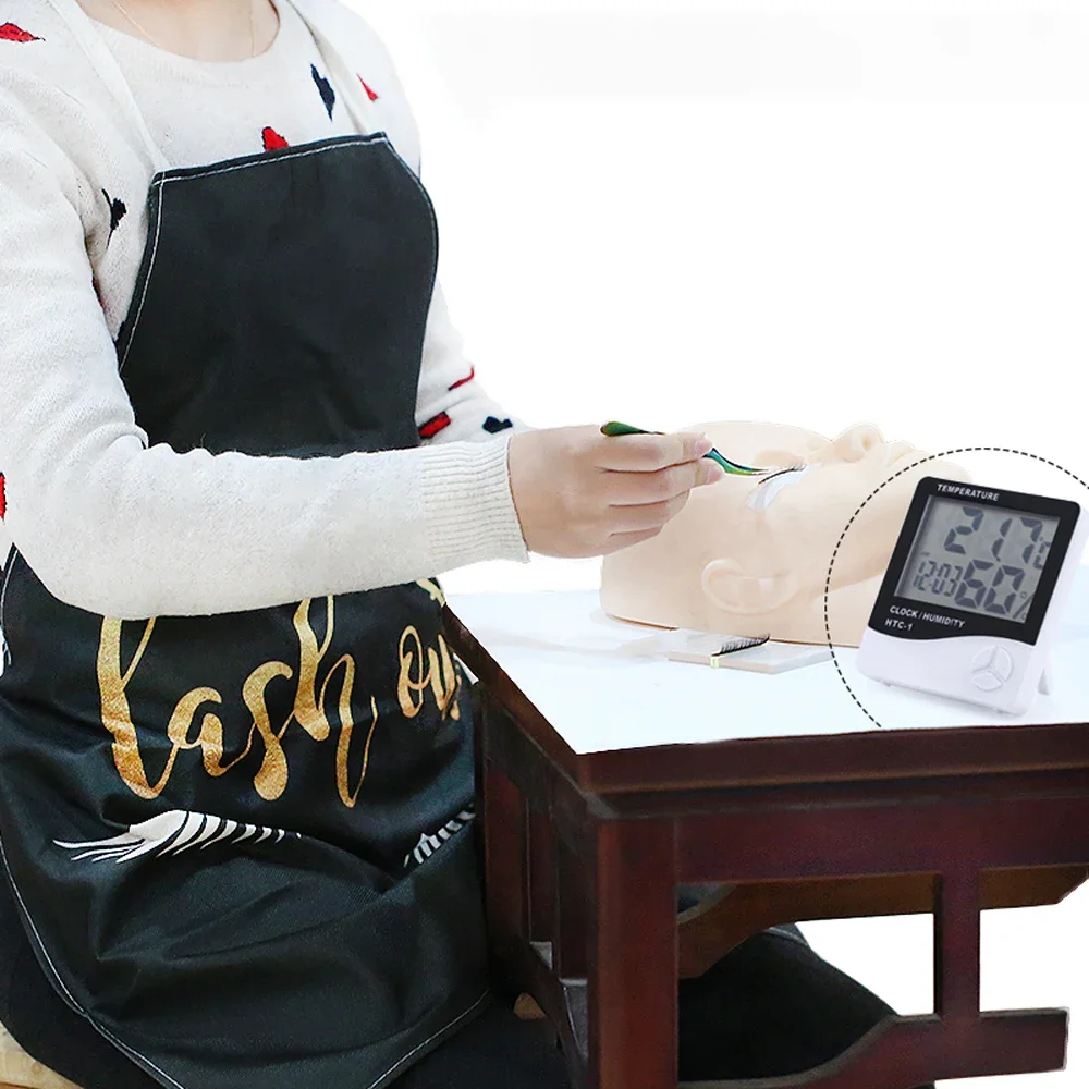 Extensão de cílios lcd digital termômetro higrômetro temperatura umidade testador estação meteorológica relógio lash enxertia ferramenta maquiagem