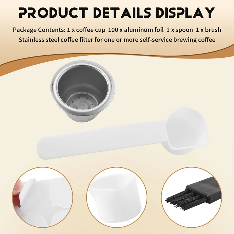 A01V-1 капсулы, 100 уплотнений, многоразовые капсулы для кофе Nespresso из нержавеющей стали, многоразовые для кофемашины Nespresso, кофеварки эспрессо C