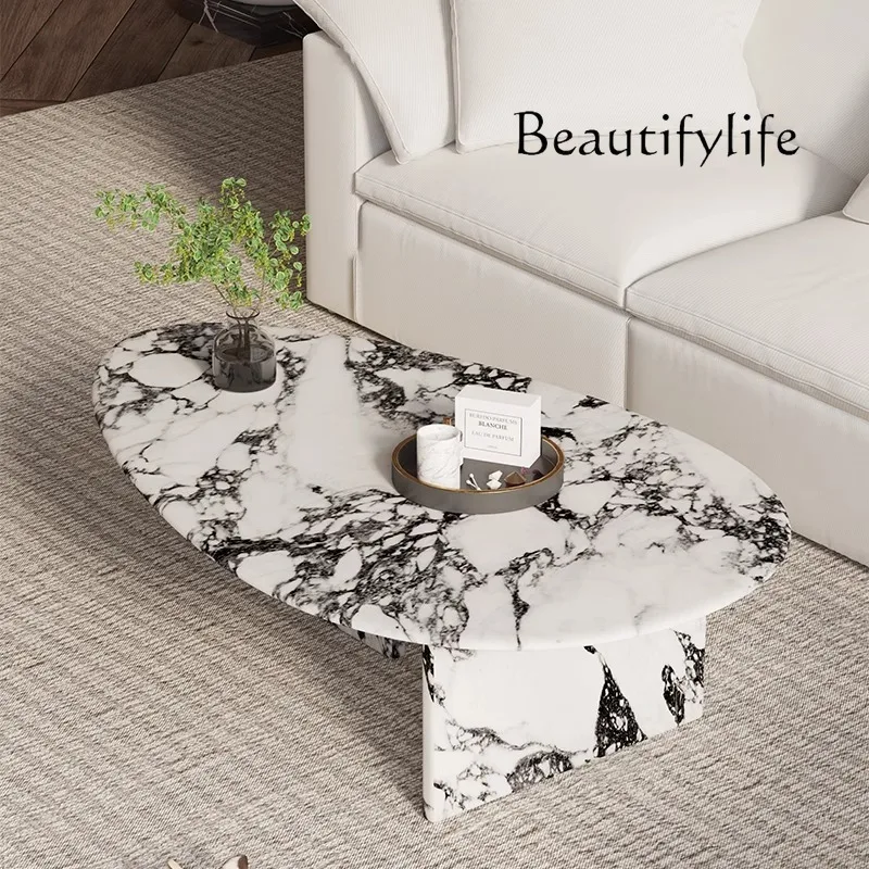 Vein Marble Irregular Shape, Luxury Small Living Room Centerpiece French Cream Coffee Table - Calacatta Gol