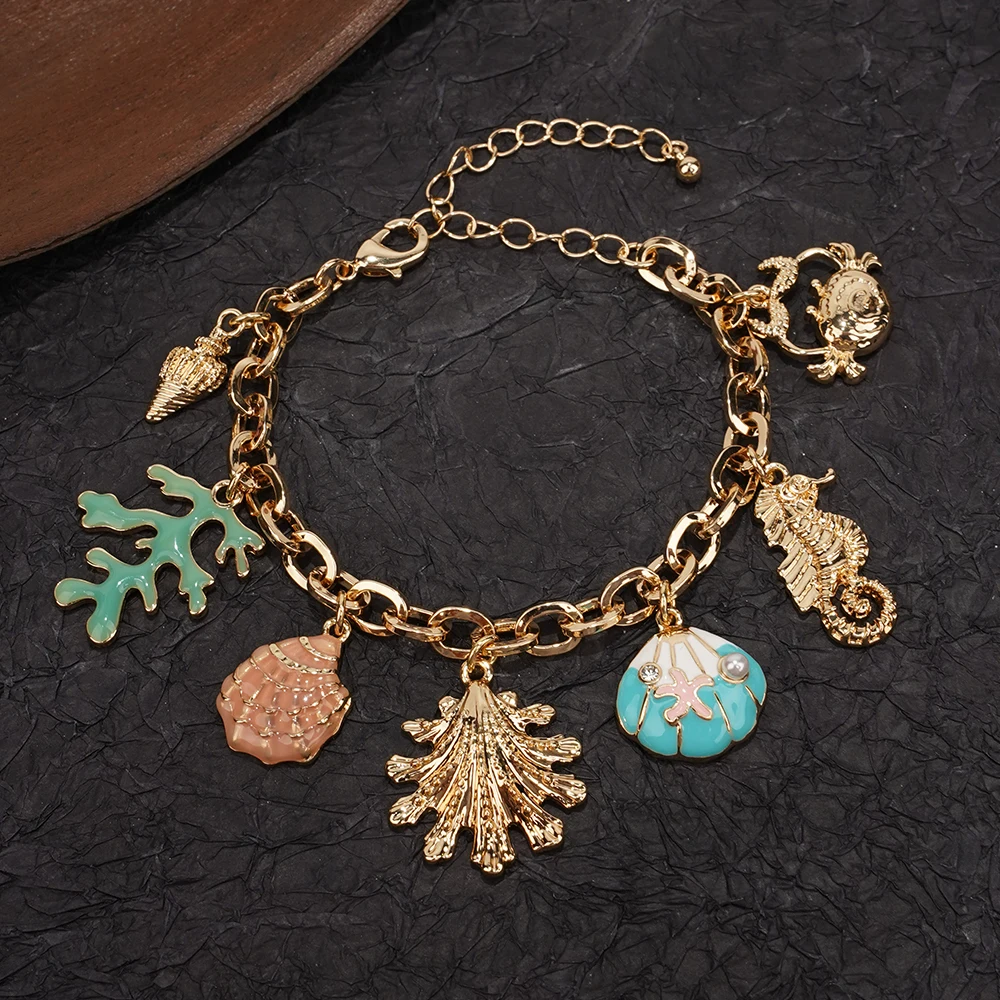 Bohemia Summer Beach Bracelet Cute Adjustable Gold Plated Ocean Multi-style Chain Beach Bracelet Jewelry Gifts