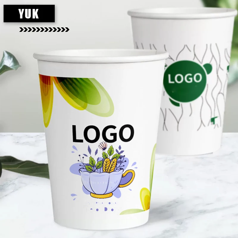Custom Logo DisposableKraft Single Wall Custom Printed Paper Cups Eco Friendly Disposable Branded Coffee Cups For Cafe Wholesale