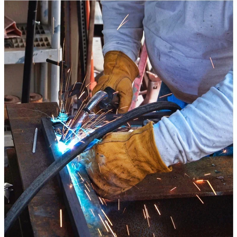 1 Pair, Cowhide Leather Gloves, Durable Women Men Work Gloves, Hand Protection Wear for Welding Safety, Gardening, Driving