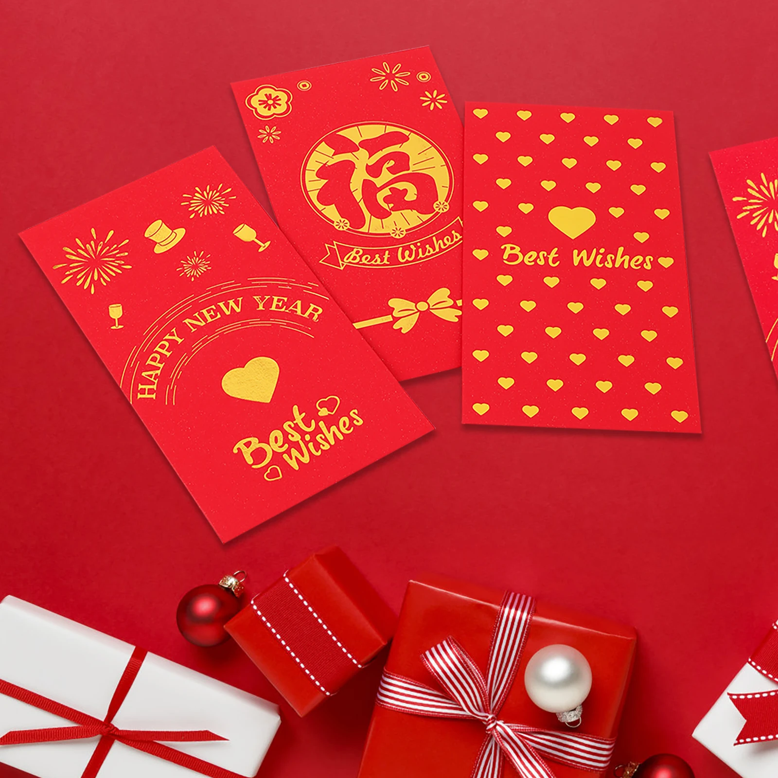 

12Pcs/Set Chinese New Year Red Envelopes Lucky Money Bag Spring Festival Hongbao Decoration Wishes Bless Pocket Gift Packet