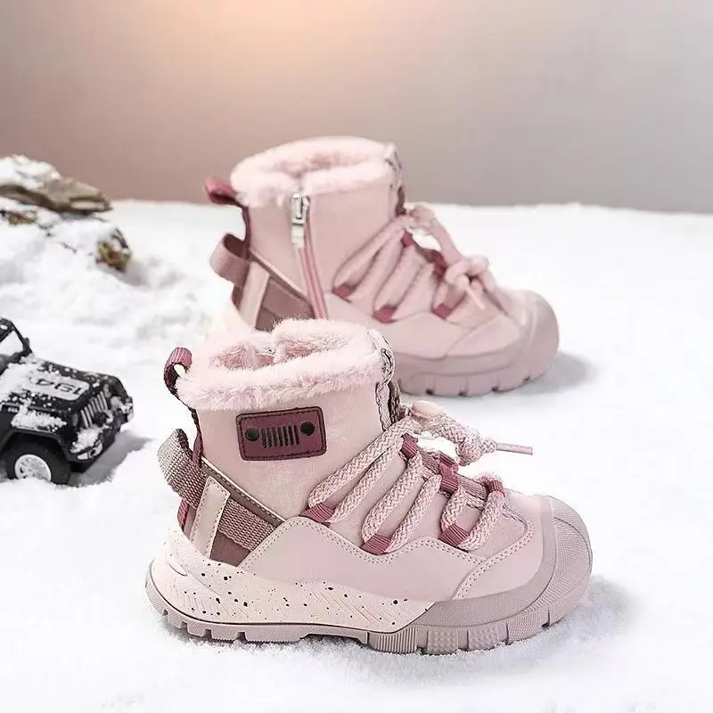 

New Thick Warm Cotton Shoes for Children's Winter Sports Shoes Boys and Girls' Snow Boots Waterproof and Non Slip Ski Boots 2026
