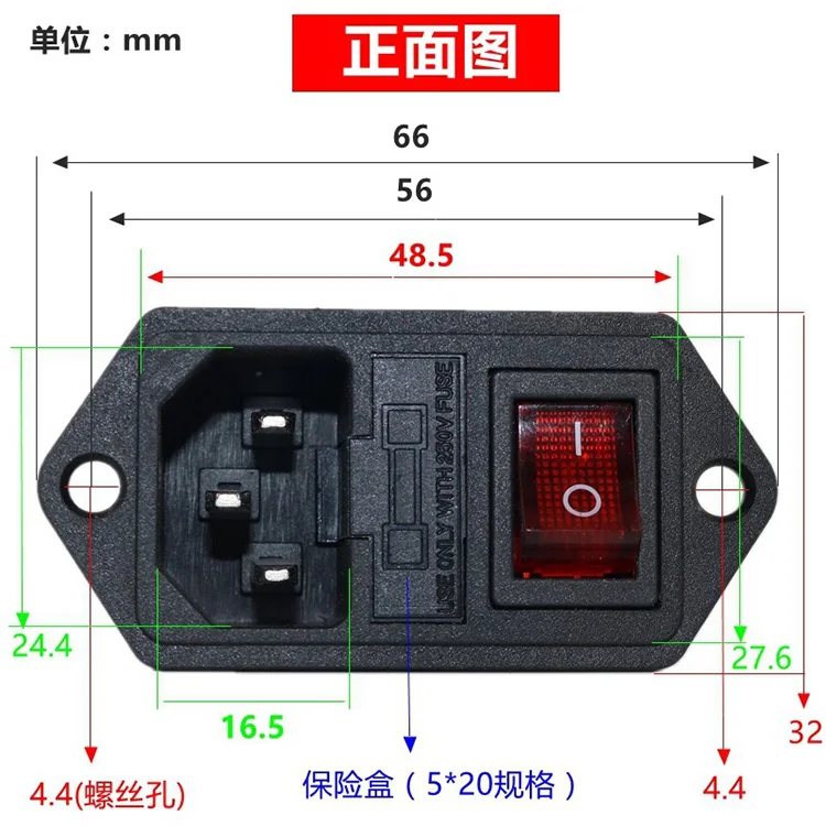 AC socket outlet switch, fuse triple of the AC product socket outlet with ear product words all copper 10A