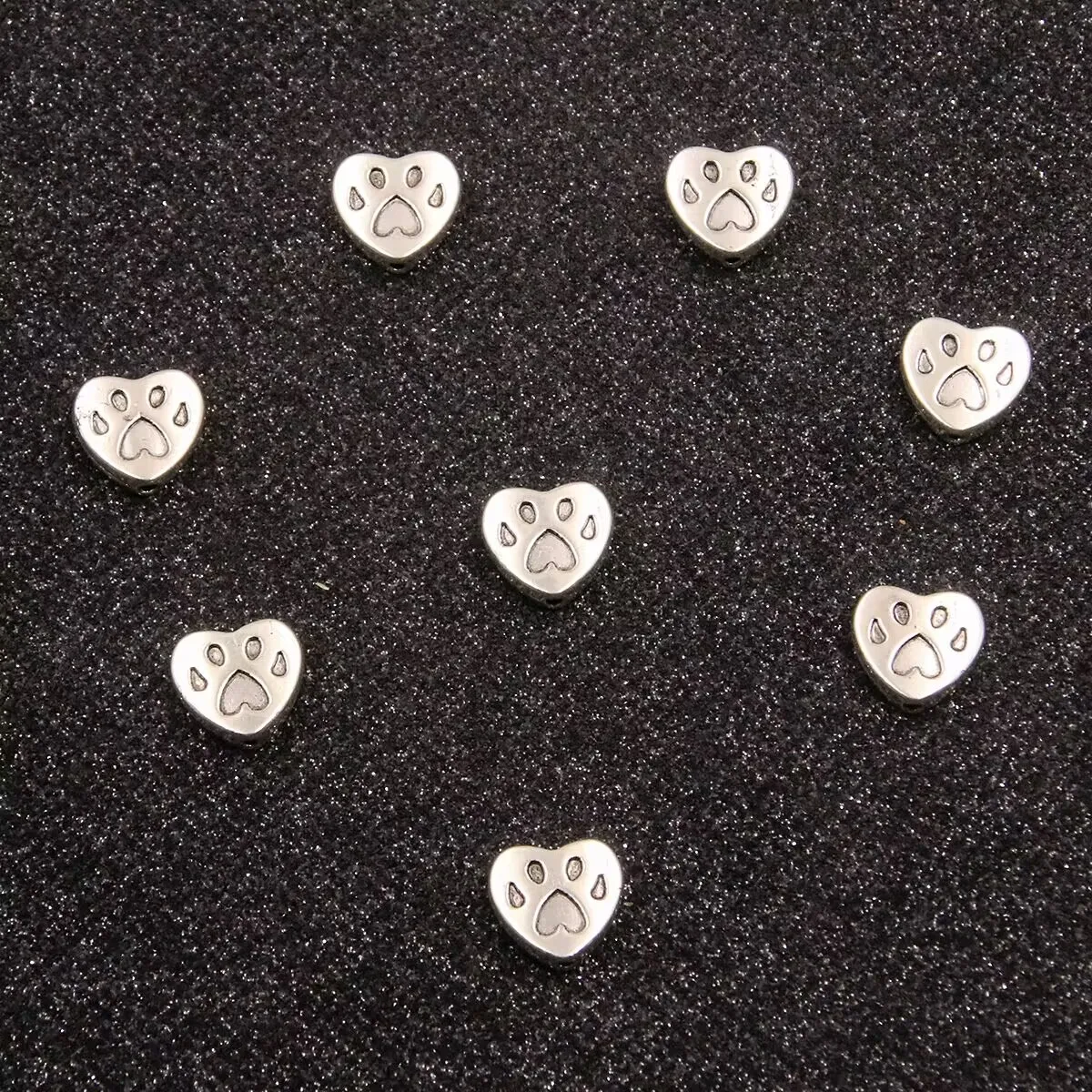 20pcs 11*11mm Two Color Double Side Dog Paw Bead Spacer Heart Bead Charms For Diy Beaded Bracelets Jewelry Handmade Making