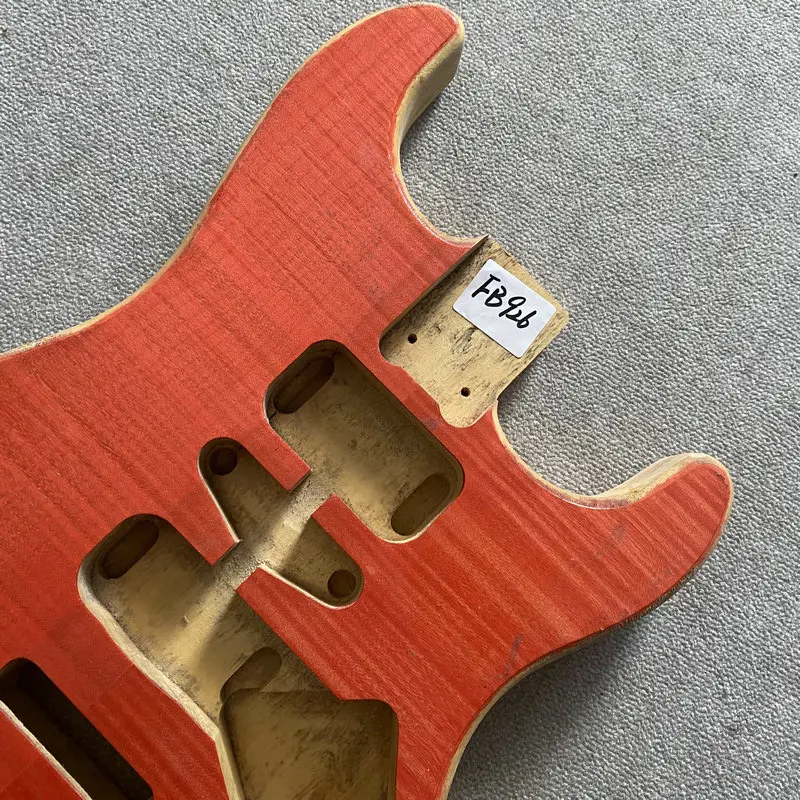 FB926  Unfinished Red Flamed Maple With Basswood Top 6 Strings ST Electric Guitar Body HSH Pickups Tremolo Bridge DIY part