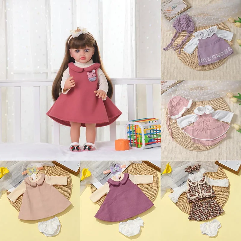 

Baby Doll Clothes for 55cm 21.65inch Sleeveless Sweater Dress Set Reborn Doll Clothes Accessories DIY Reborn Baby Dolls Clothes