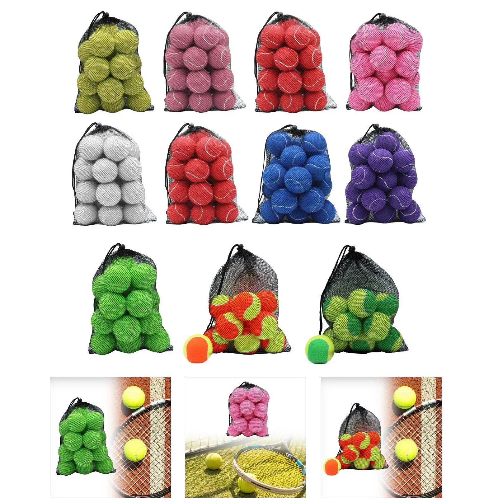 20 pçs bolas de tênis bolas de treinamento praticando 2.52 "diâmetro exercício resistente ao desgaste bolas elásticas para jogos indoor raquete esportes