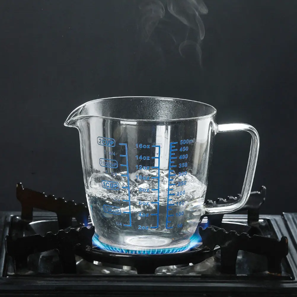 

1 шт. термостойкая мерная стеклянная чашка для кухни и выпечки, прозрачная градуированная емкость для жидкостей, практичный кухонный инструмент