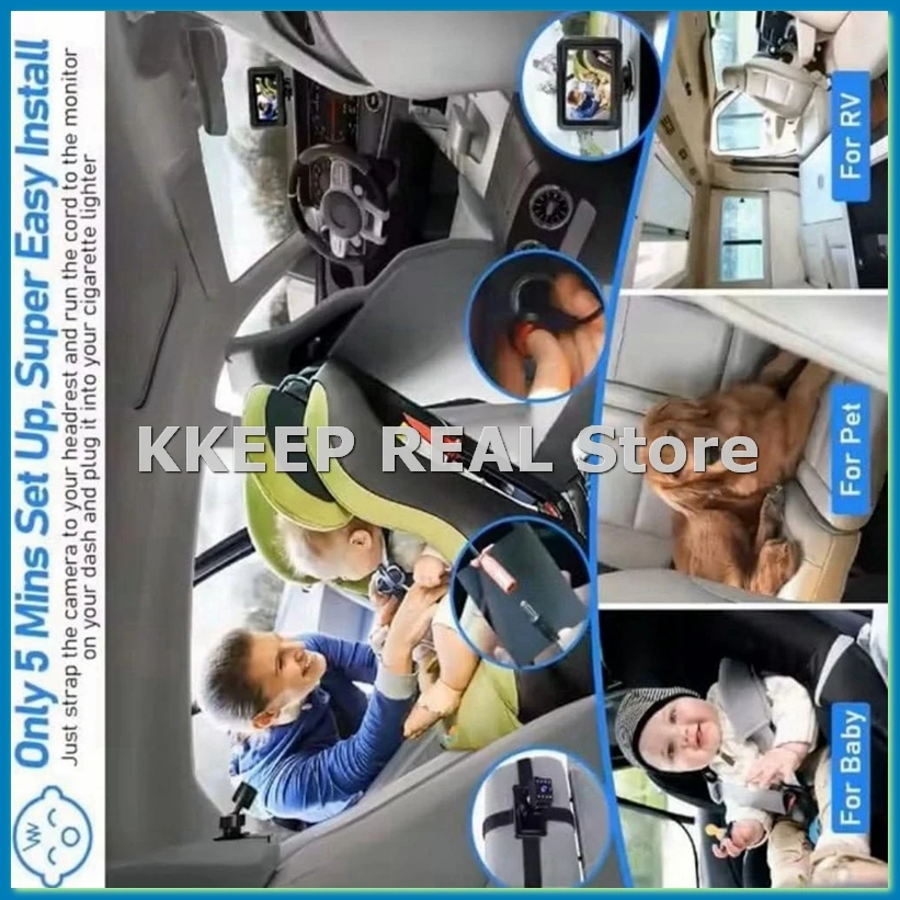 

Видеоняня для автомобиля 1080P с камерой для заднего сиденья и 4,3-дюймовым дисплеем, простая установка, автомобильная камера для младенцев и детей - A69M