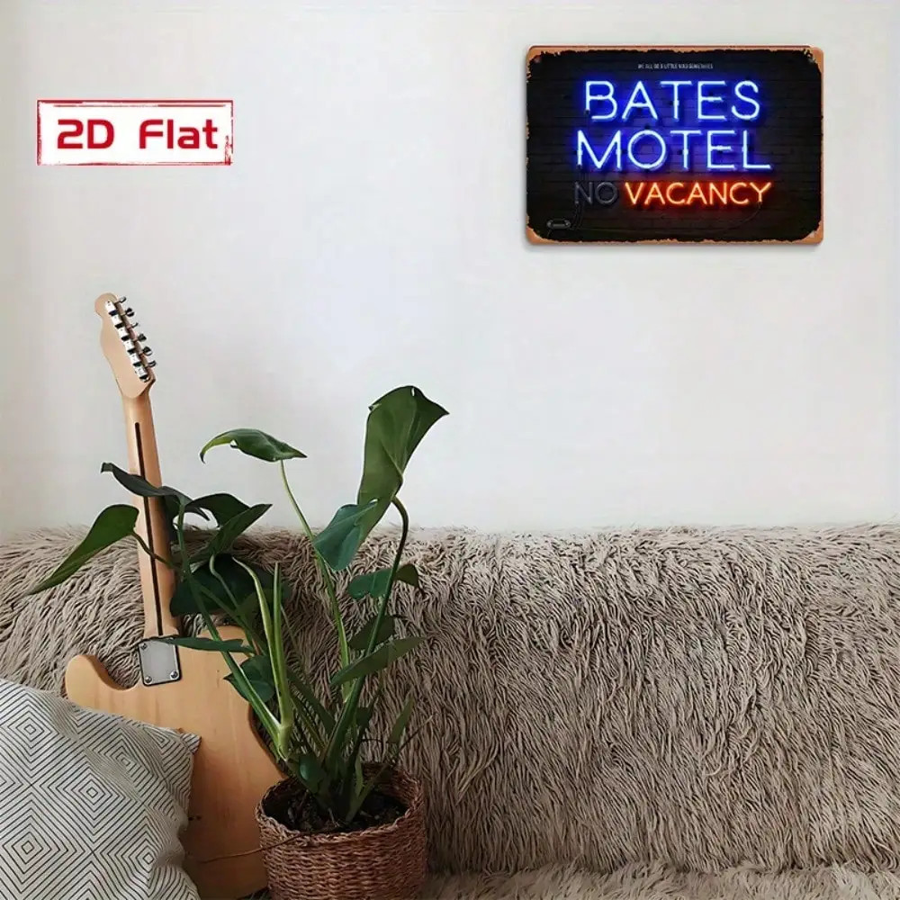CIFBUY Metal Wall Art Bates Motel No Vacancy Sign Vintage Neon Style Hanging Decor For Outdoor Holiday Home
