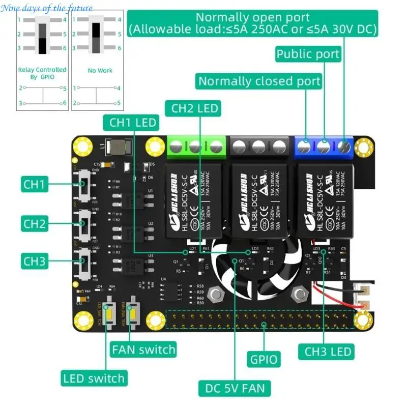 Power RelayBoard Cooling Fan and LED Enhances DIY Electronics Project E65A