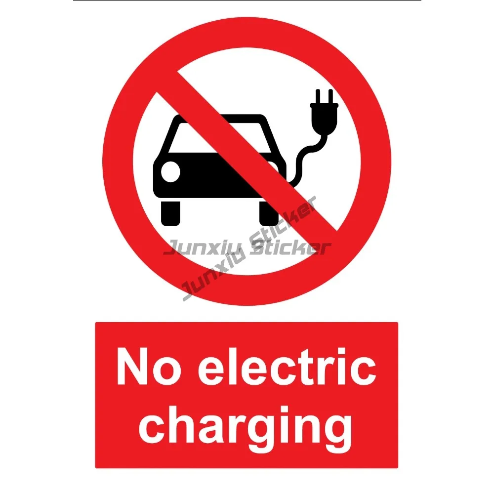 

Warning No Electric Vehicle Charging Sign Adhesive Gloss Sticker Waterproof Decal Accessories