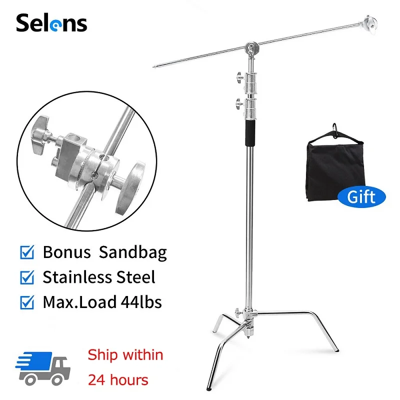 Selens Portable Adjustable C-Stand Stand Stainless Steel Tripod Photo studio kits Bracket Photography Accessories Tripode 삼각대