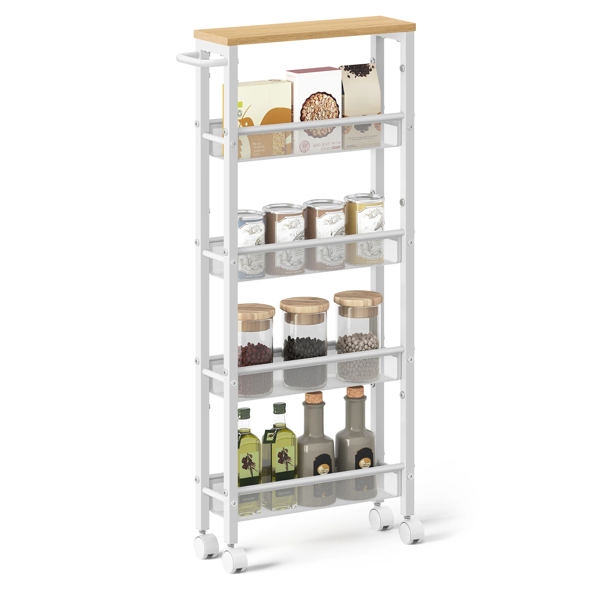 

Kitchen trolley Narrow concave shelf modern steel frame bar trolley on wheels