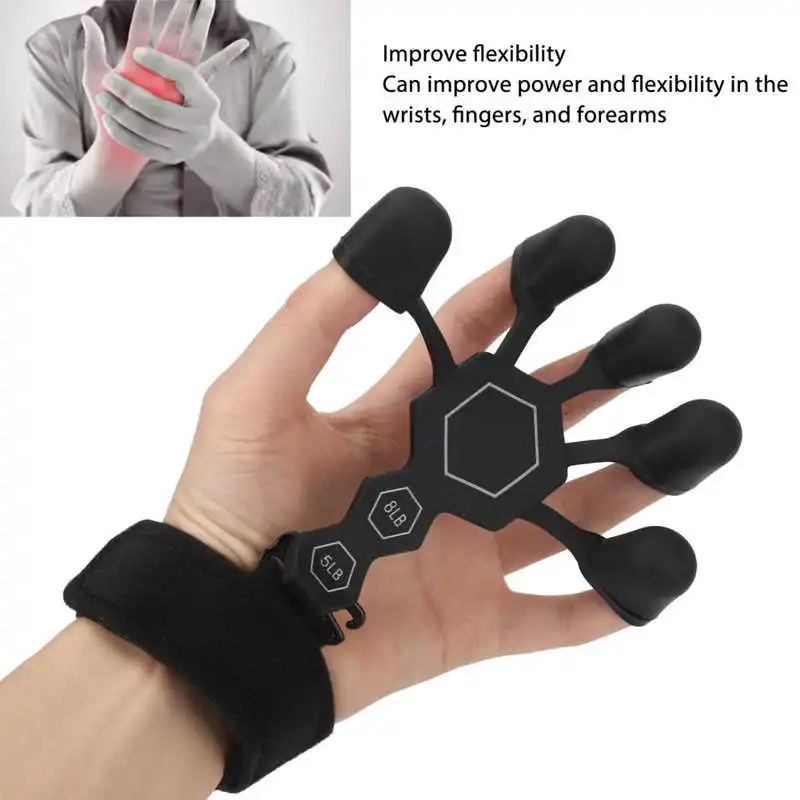 1pcs Silicone Finger Exerciser Finger Exercise Hand Grip Device Stretcher Strengthen Rehabilitation Training Elder Disable Brace