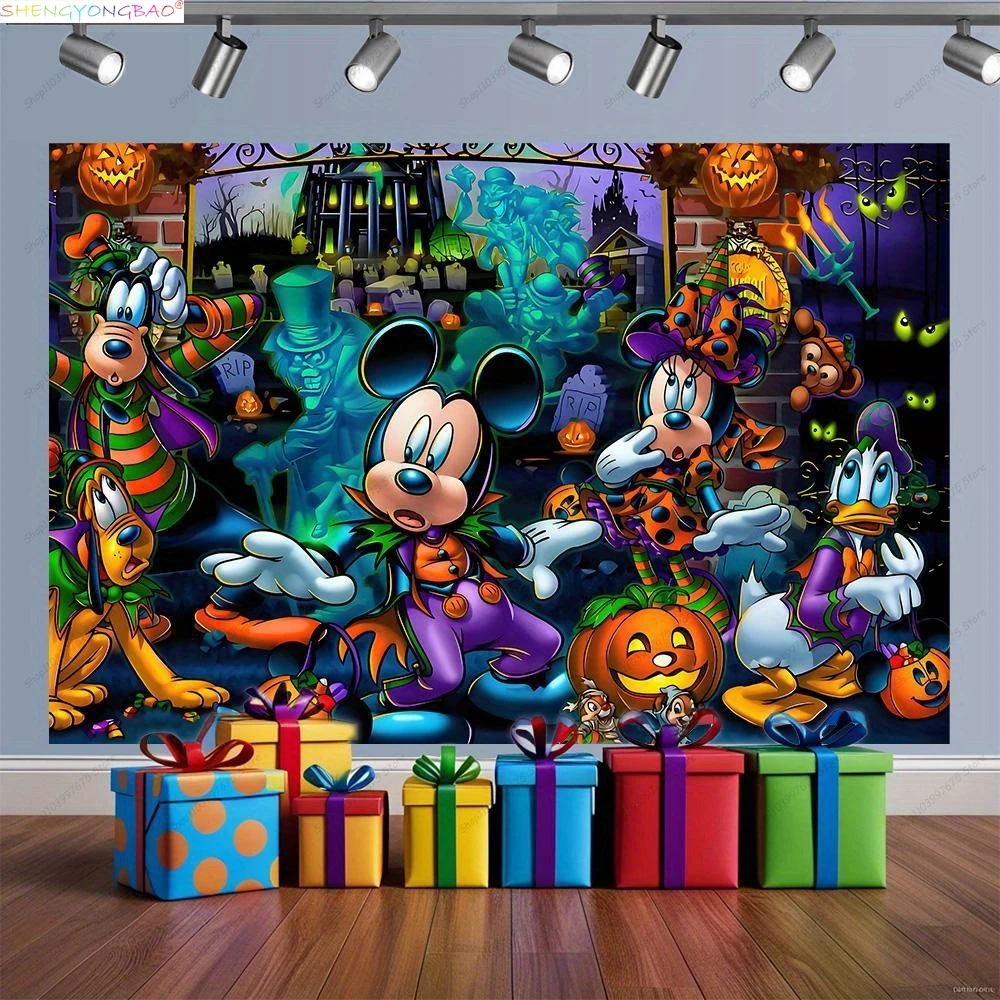 

Disney Mickey Mouse Kids Happy Birthday Background Minnie Party Decorations Baby Shower Disneyland Photography Backdrops XC-13