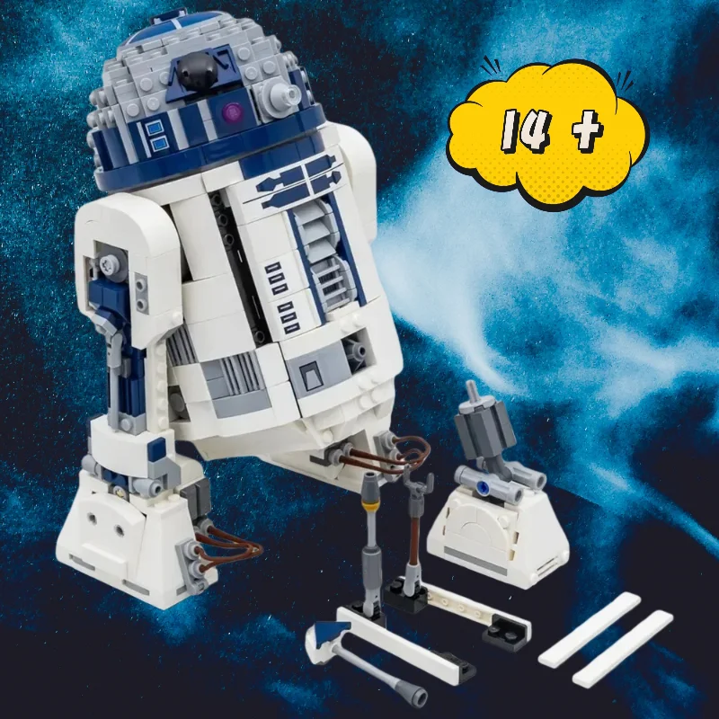 NOUVEAU 2026 – Modèle de blocs de construction MOC 75379 R2-D2 Robot de bataille spatiale, 1050 pièces – Briques décoratives pour la maison, jouets pour adultes, cadeaux d'anniversaire